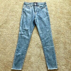 Denim Couture Red Silver Jewel Embellishments Jeans Size 5